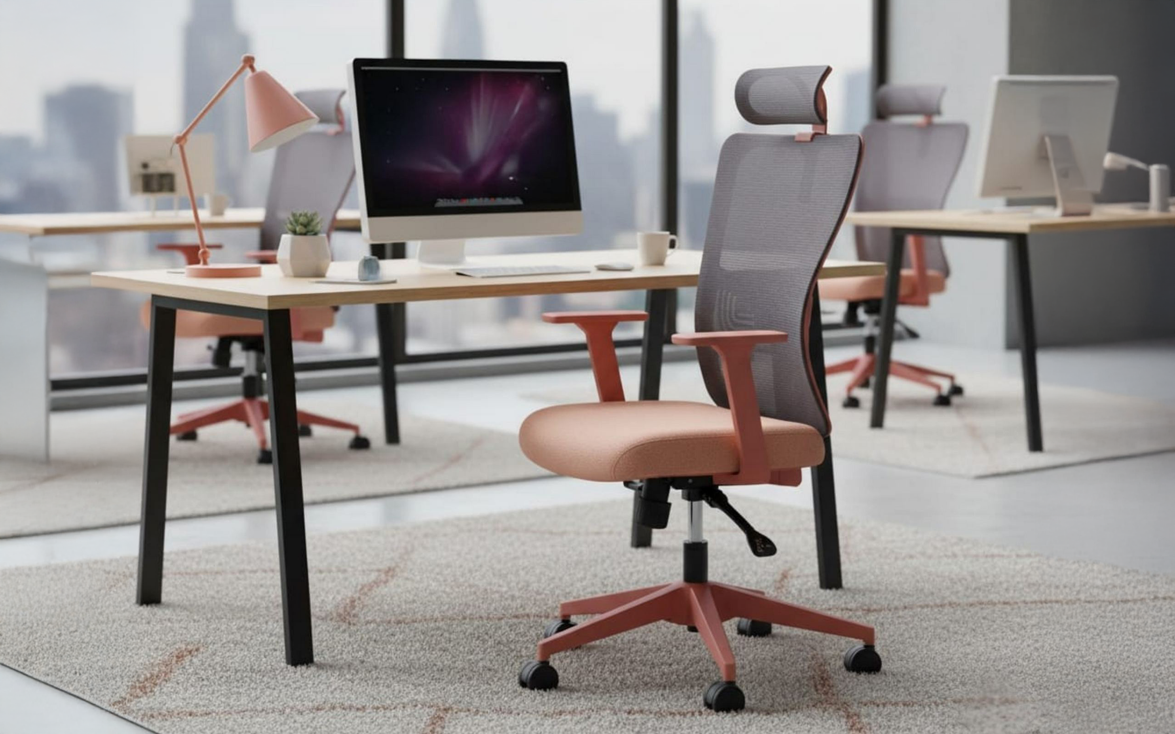 Scaun de birou Stelo, roz  1